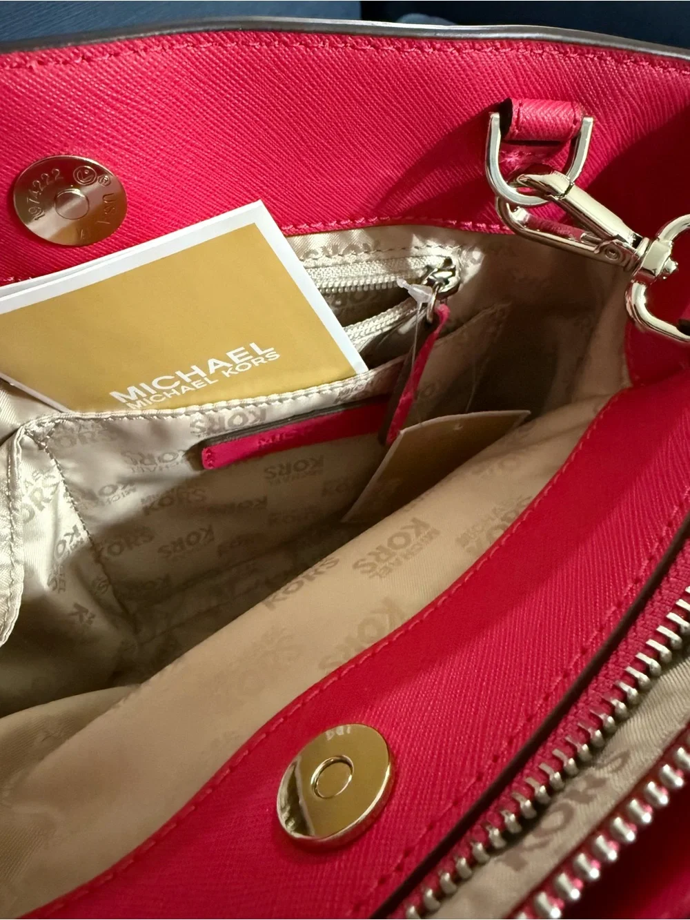 Michael Kors Camille Medium Satchel Ultra Pink Saffiano Leather NWT